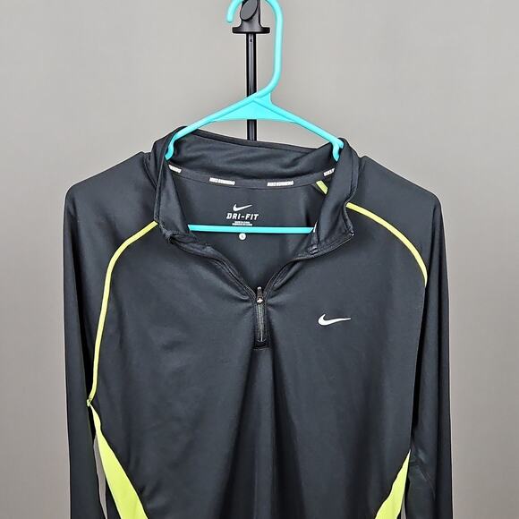 Nike Other - Nike Dri-FIT Men's Black Yellow 1/4 Zip Pullover Athletic Long Sleeve Size L